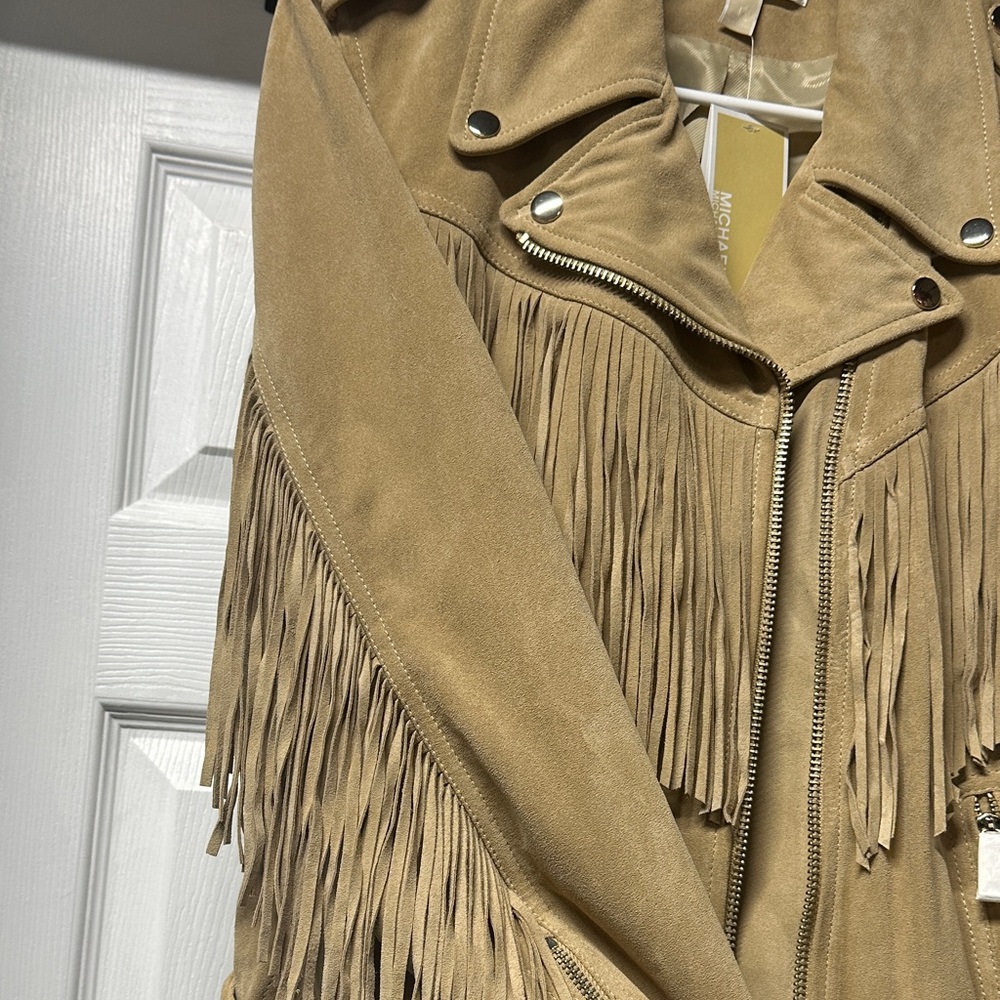 Michael Kors Tan Leather Fringe Jacket - Picture 8 of 13